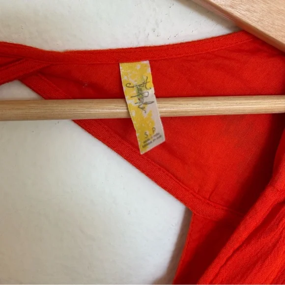 Free People Austin Emma Embroidered Mini Swing Dress In Blood Orange - Picture 5 of 6